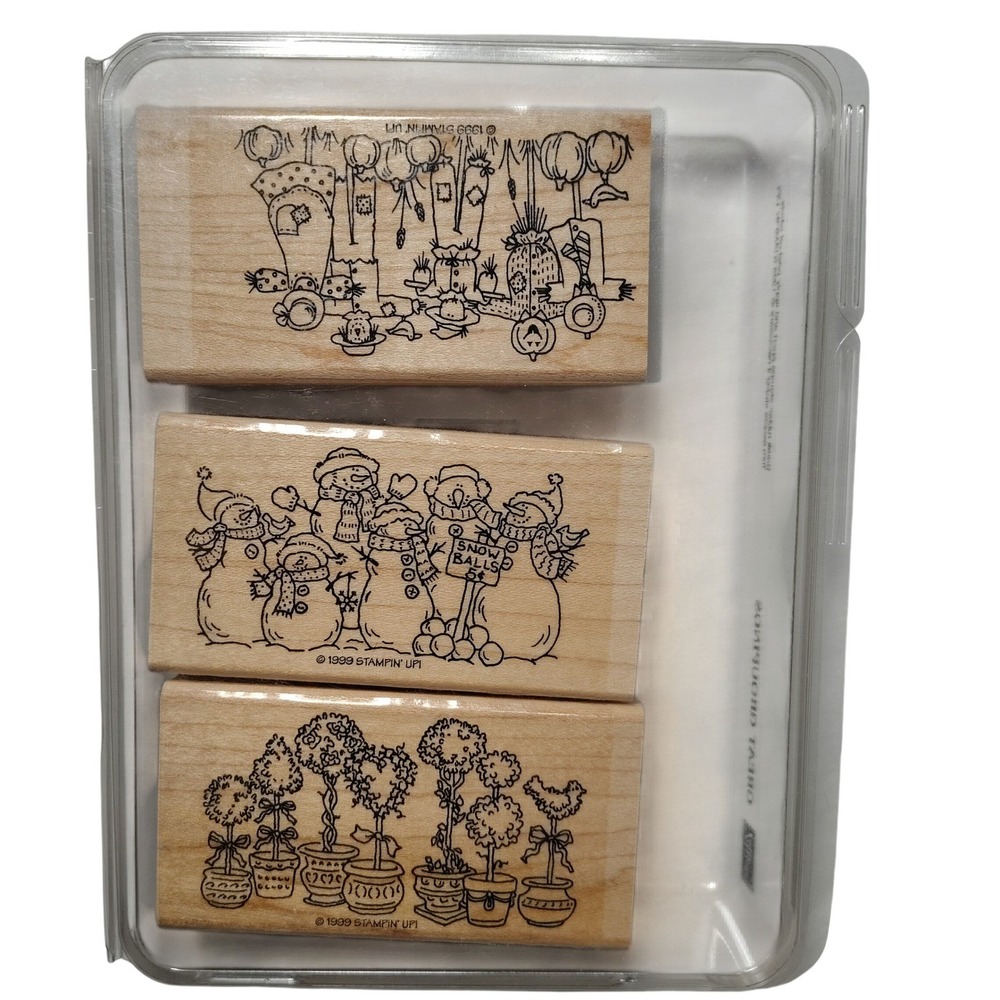 Stampin Up Great Groupings Wood Stamps 1999‎ Vintage Retired 13 Pieces Set
